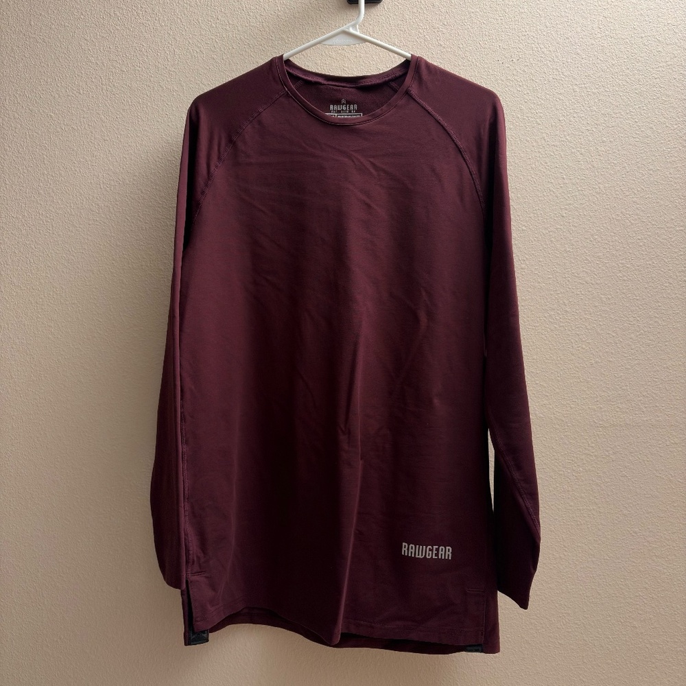 Rawgear Long Sleeve Crewneck Shirt in Burgundy